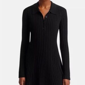 Elegant Black Ribbed Knit Dress